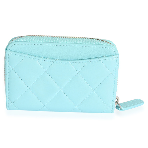 Chanel Light Blue Quilted Lambskin Zippy Card Holder Wallet - Picture 3 of 6